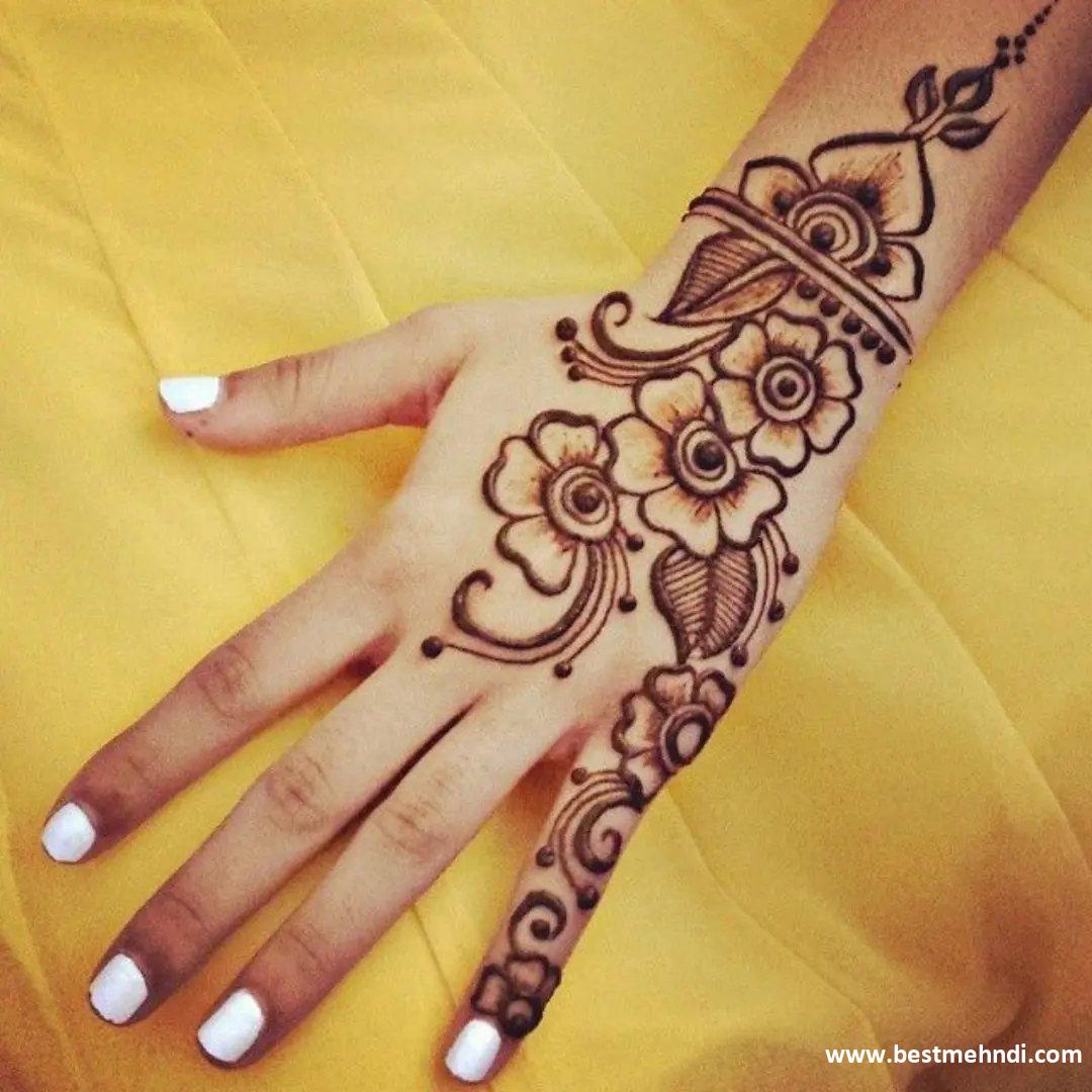 Flower Stylish Back Hand Mehndi Design