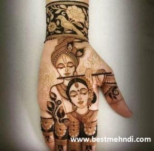 Bridal-Mehandi-with-Radha-Krishna