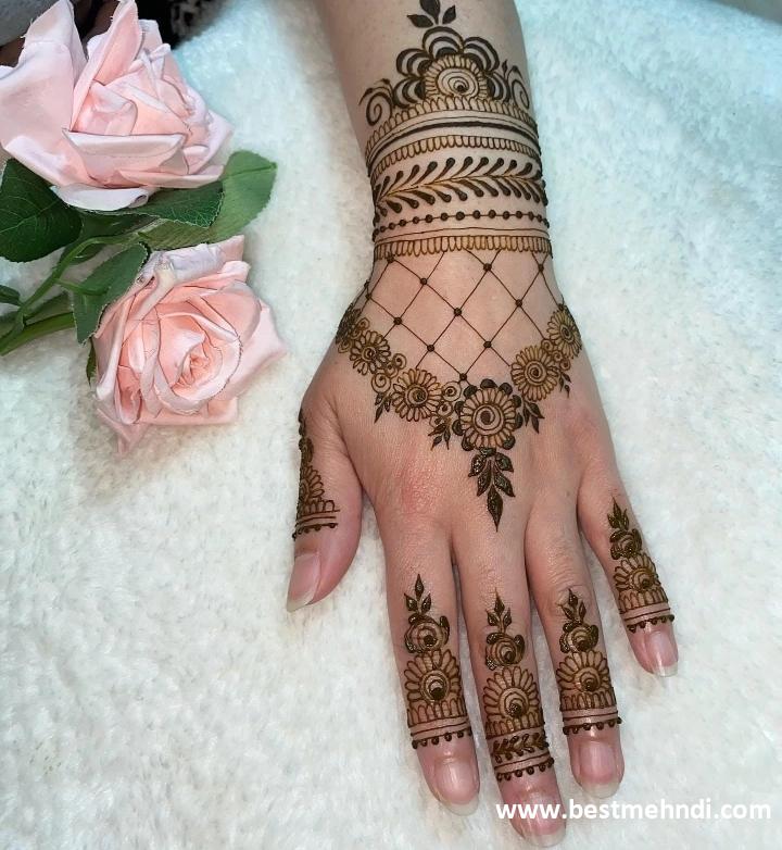 mehndi flower design back hand