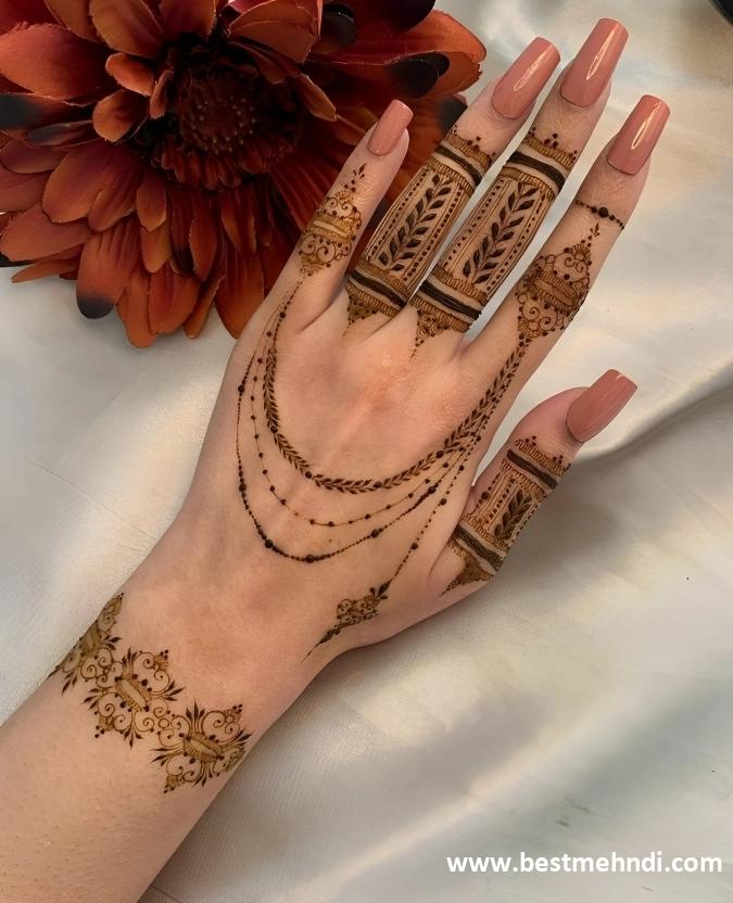 khafif mehndi design back hand simple