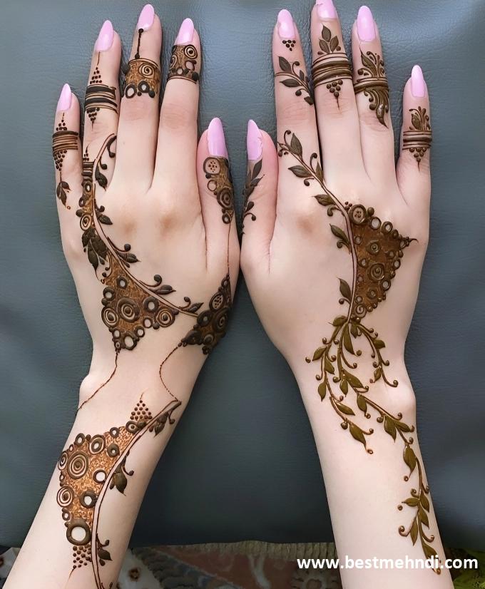 stylish back hand mehndi designs front and back