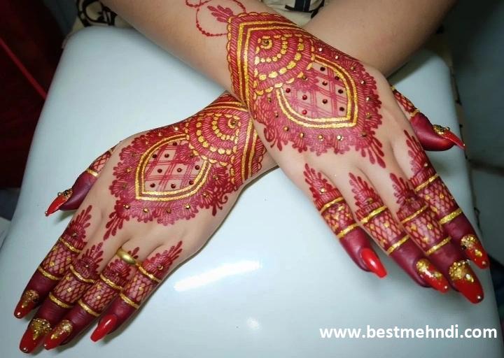 square mehndi design back hand