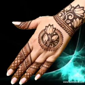 lotus mehndi design full hand