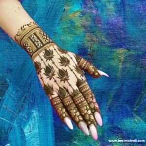 lotus mehndi design front hand