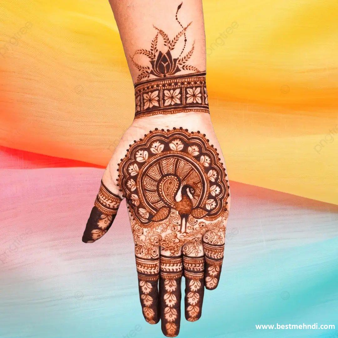 simple flower mehndi designs for front hands