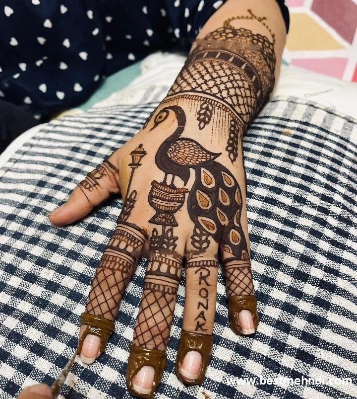 back side full hand mehndi design