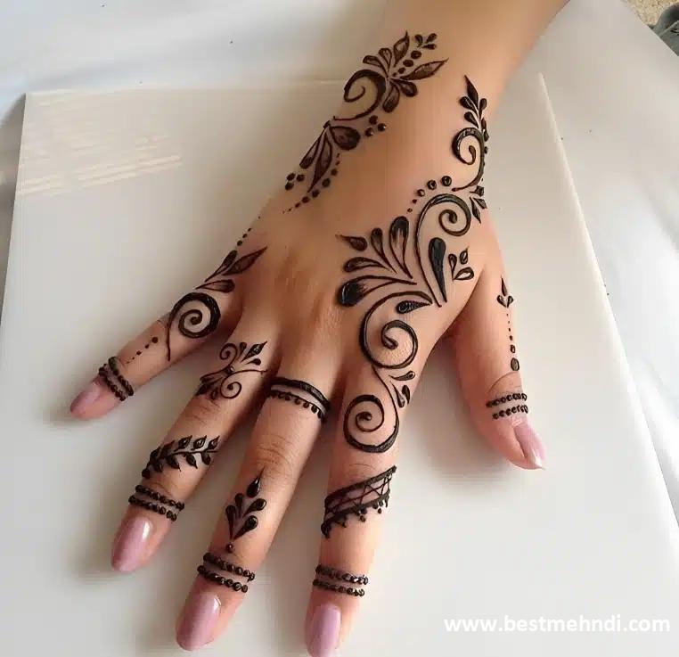 circle mehndi design back hand