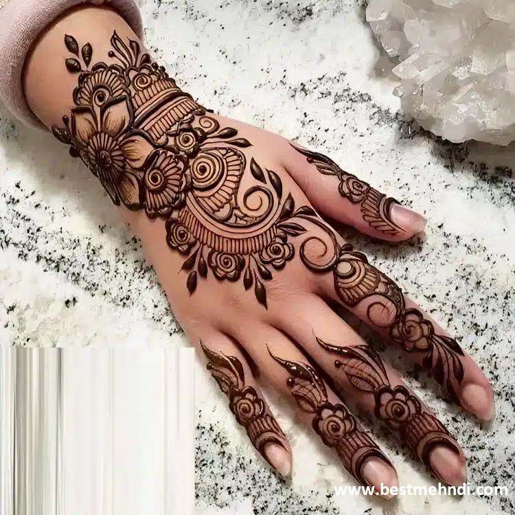 stylish back hand mehndi designs