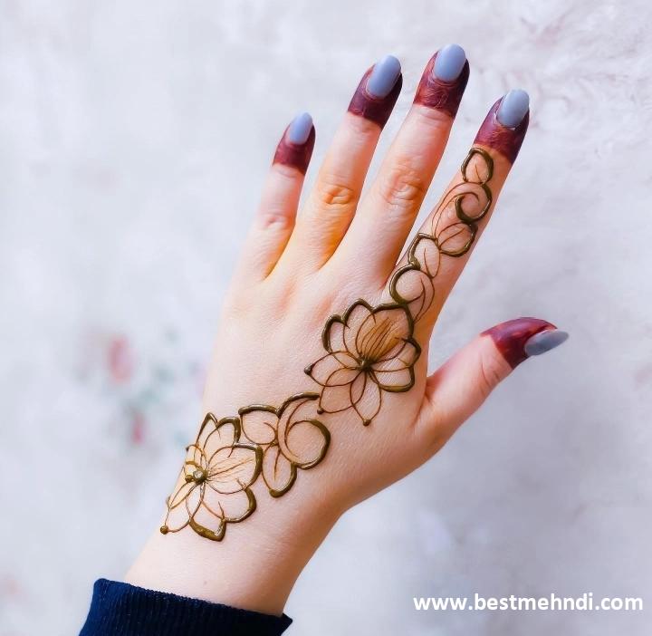 short hand mehndi design back side