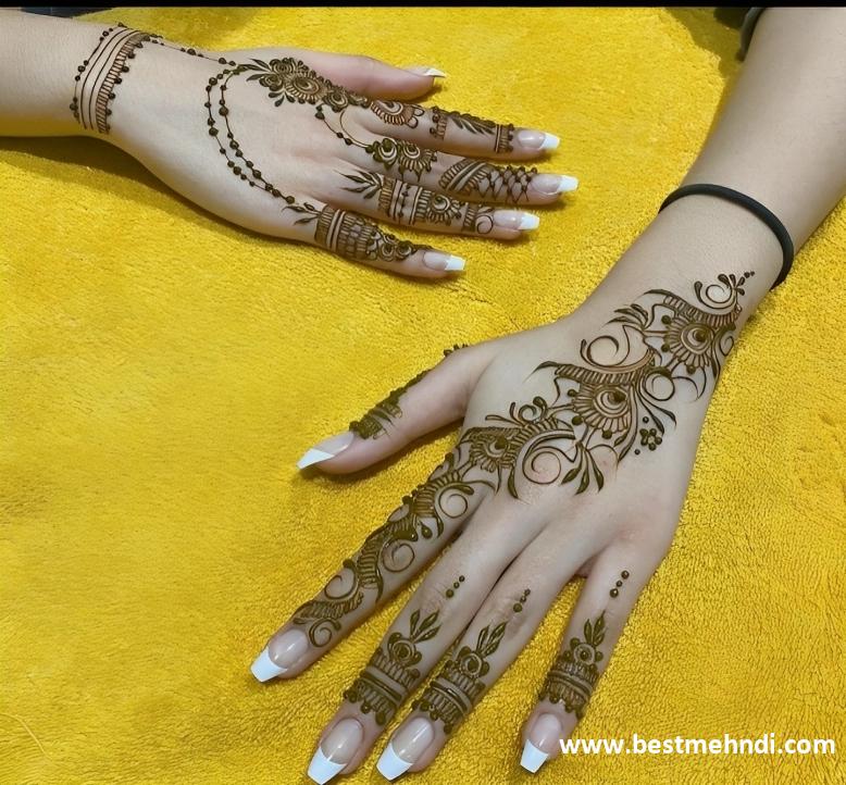 hard mehndi design back hand