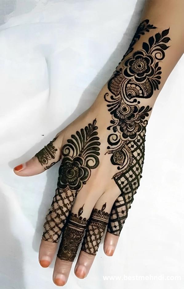 flower mehndi design for back hand