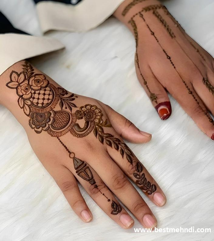 back hand rose mehndi design