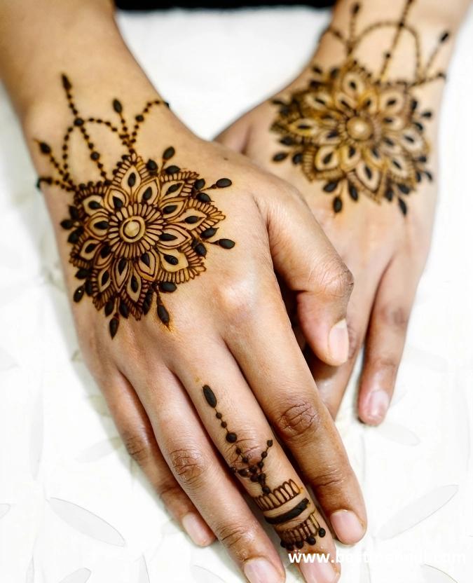 back side mehndi design flower