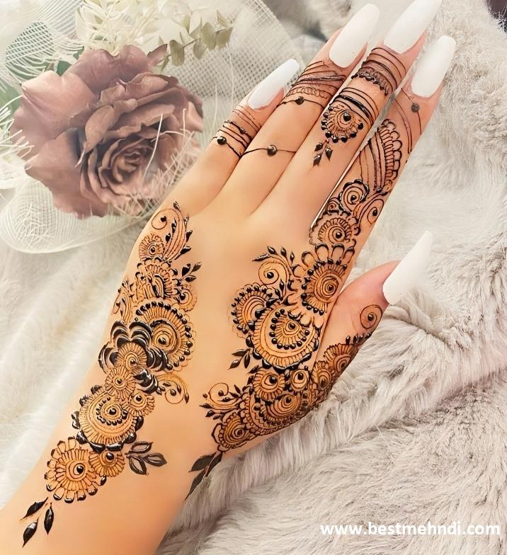 flower instagram modern back hand mehndi design