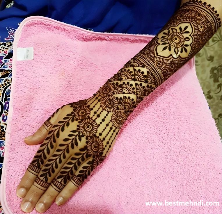 back full hand bridal mehndi design simple