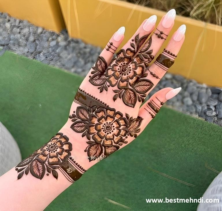 back left hand mehndi design