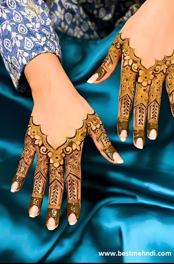 pakistani royal back hand mehndi design