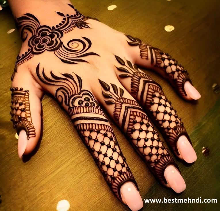 flower back hand mehndi design