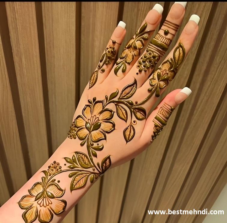 back hand mehndi design flower