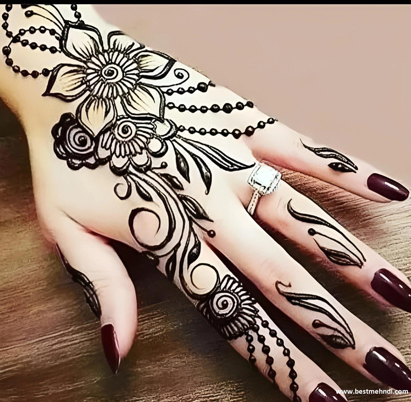 back hand mehndi design for girls