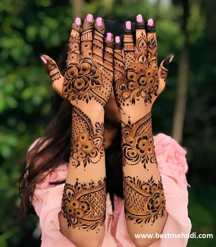 flower mehndi design back hand