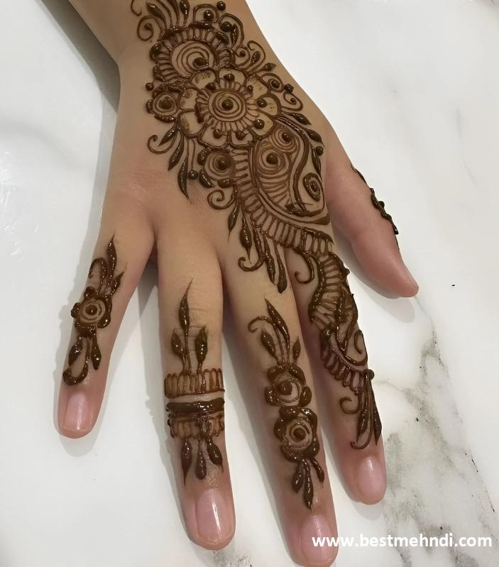 back hand bel mehndi design