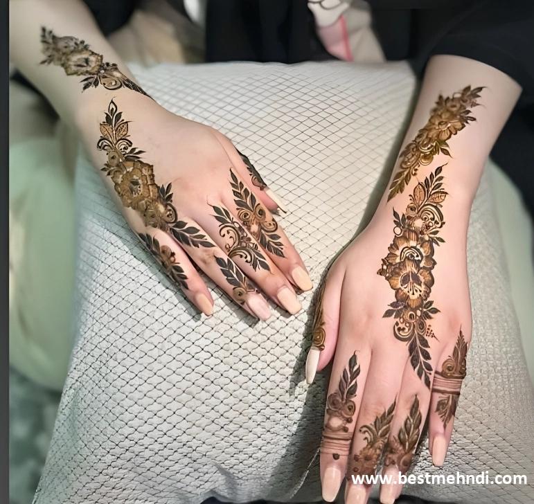 stylish back hand mehndi design arabic