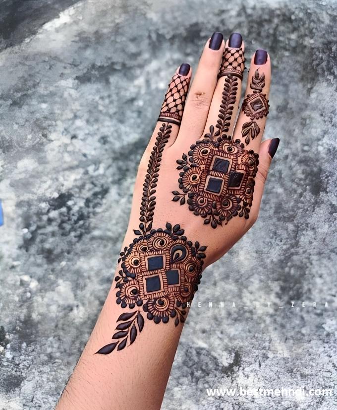 finger mehndi easy back hand mehndi design