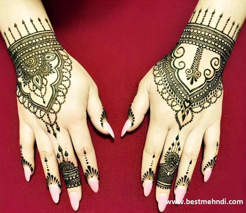 modern full hand mehndi design back