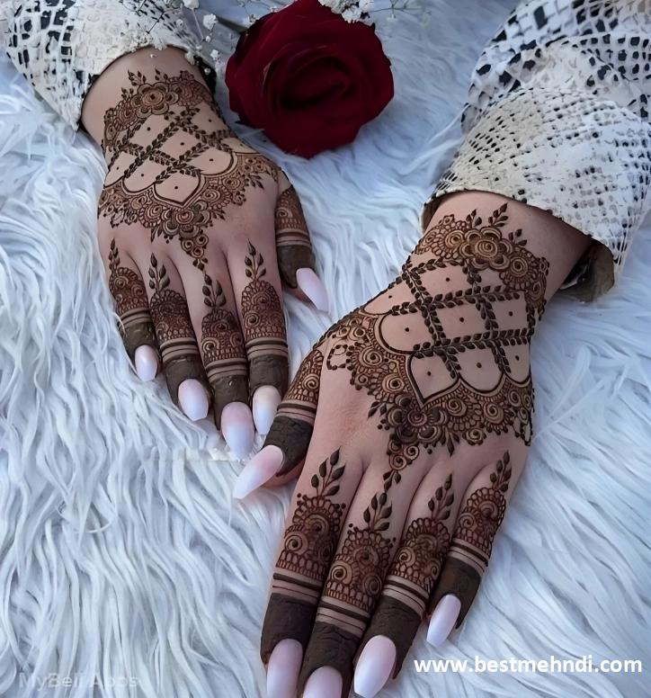 easy bharwa mehndi design back hand