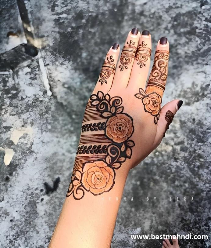 full hand bridal mehndi design back side