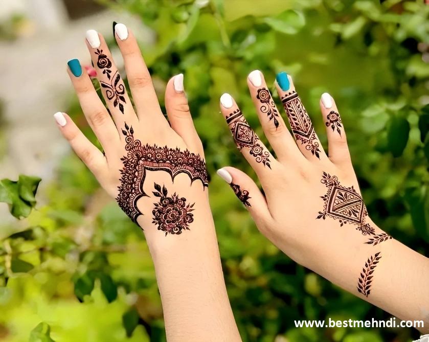 floral mehndi design back hand