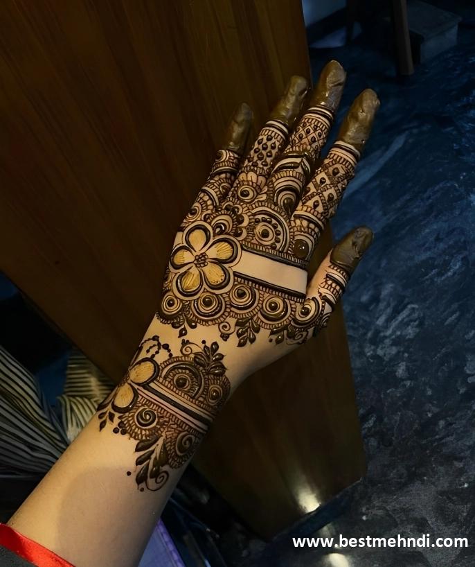 bridal instagram modern back hand mehndi design