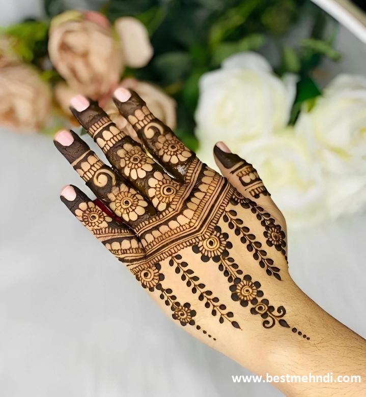 mehndi design flower back hand