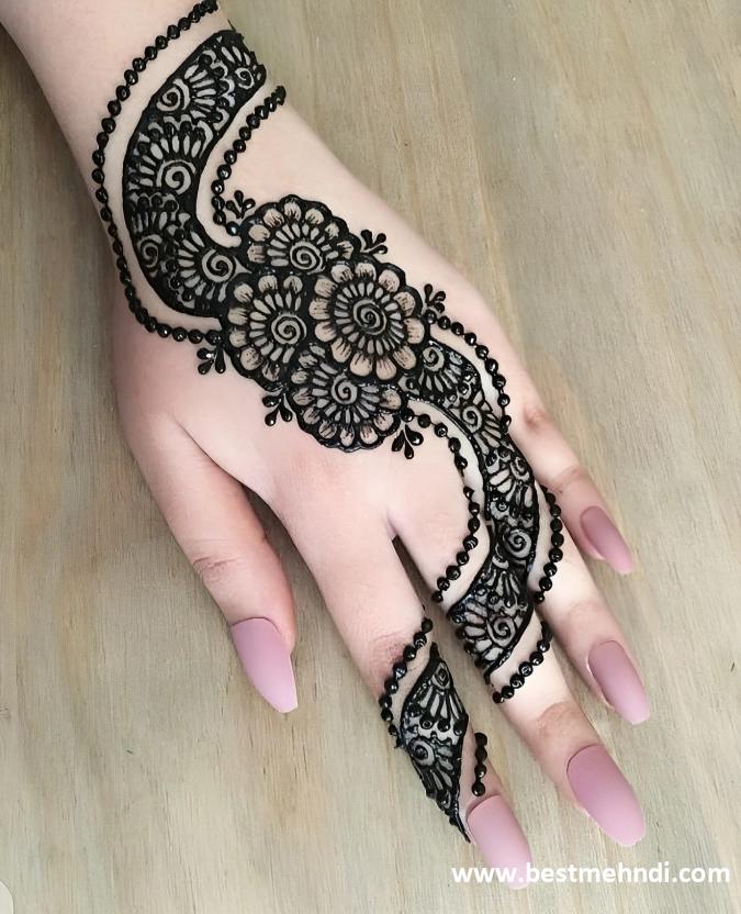 stylish back full hand bridal mehndi design