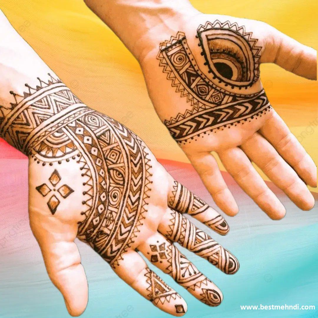 unique royal front hand mehndi design