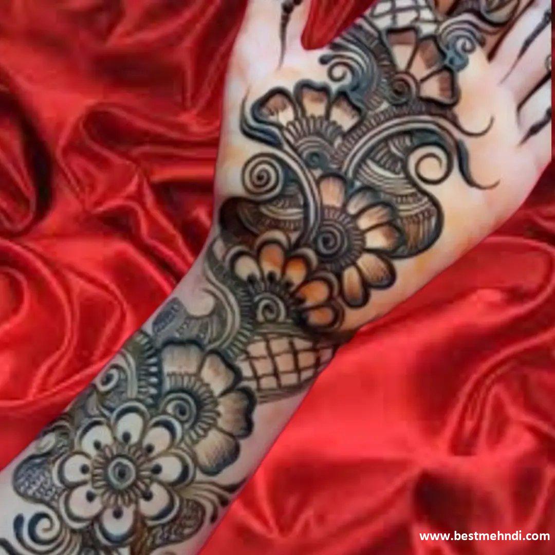 bel mehndi design front hand