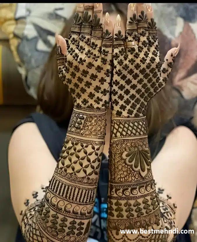 dulhan back full hand bridal mehndi design