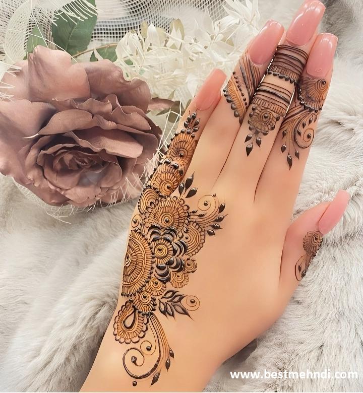 arabic rose mehndi design back hand