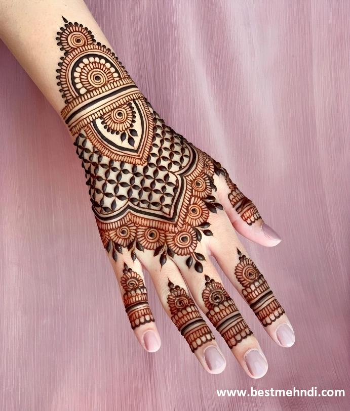 simple mehndi design for back hand