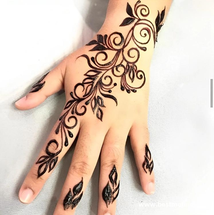 lotus mehndi design back hand