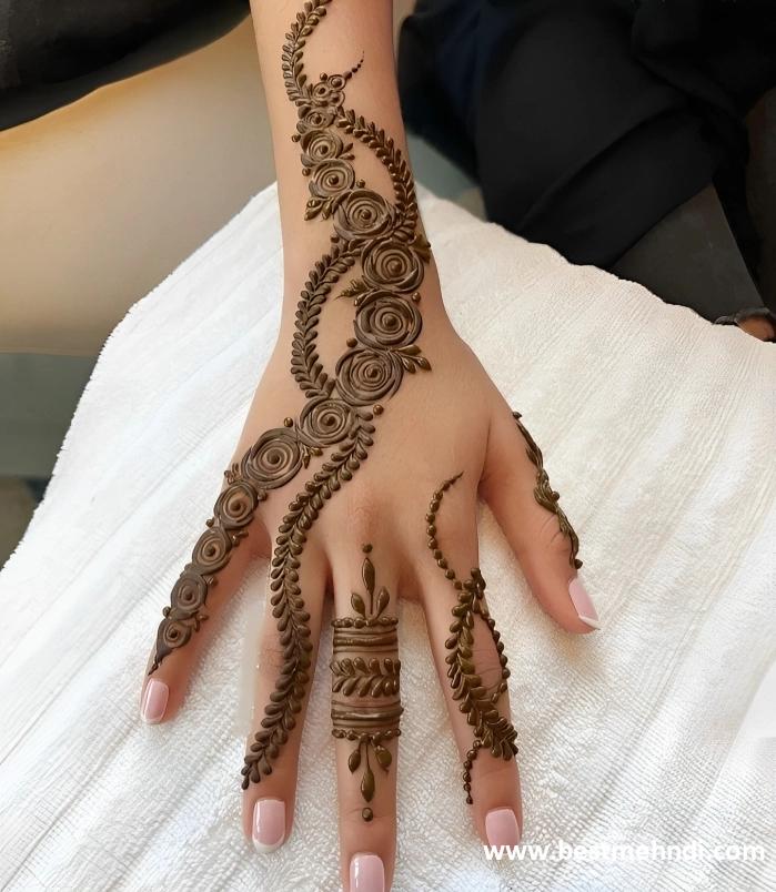 stylish full hand mehndi design back side